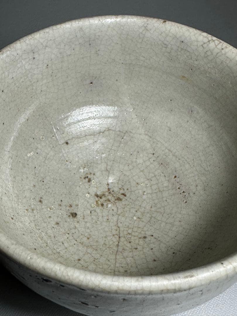 李朝　白磁　茶碗　堅手