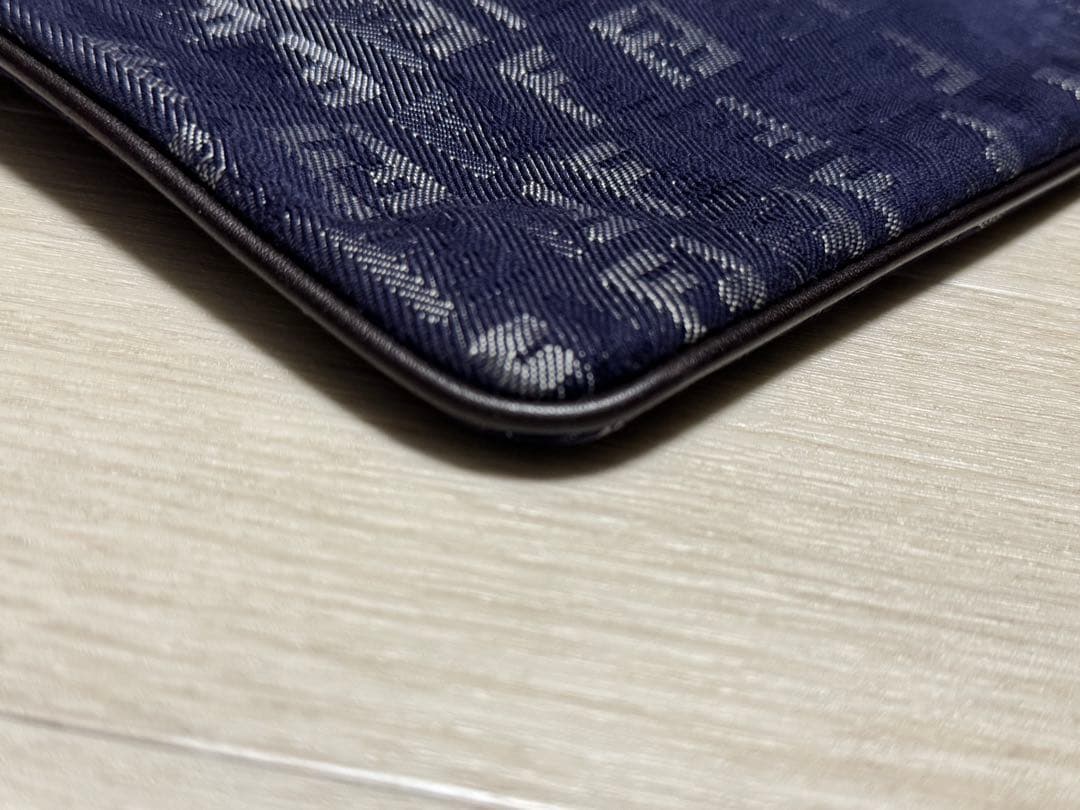 フェンディ　ショルダーバッグ ズッキーノ ズッカ柄　光沢　デニム風　青