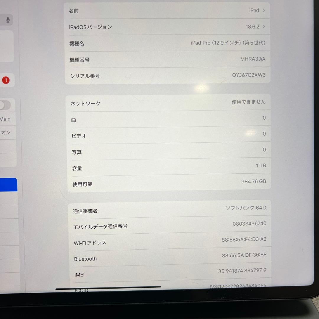 AyaseM1 iPad Pro12.9インチ（第5世代）1TB 純正備品