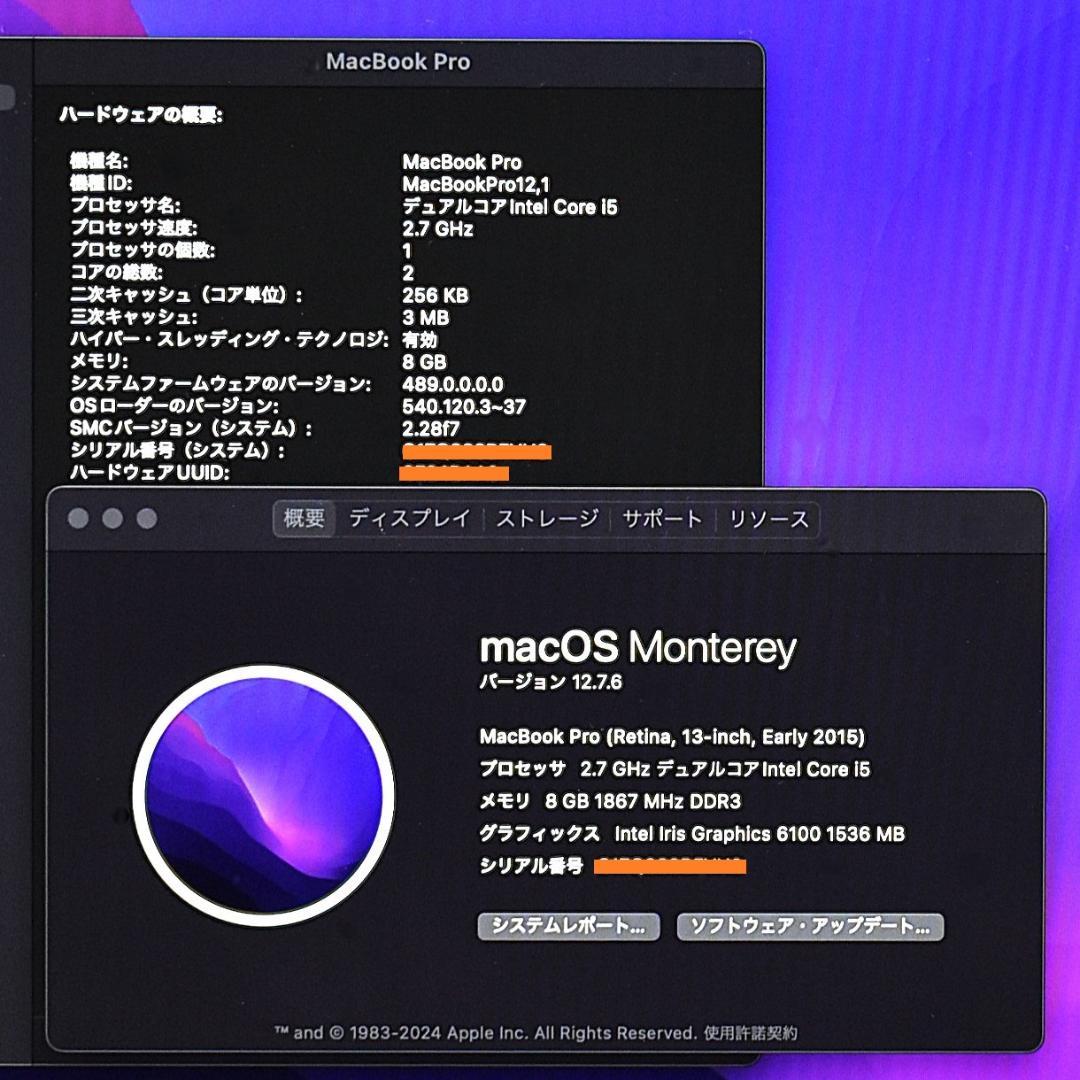 動作確認済 MacBook Pro Early 2015 Retina 8GB