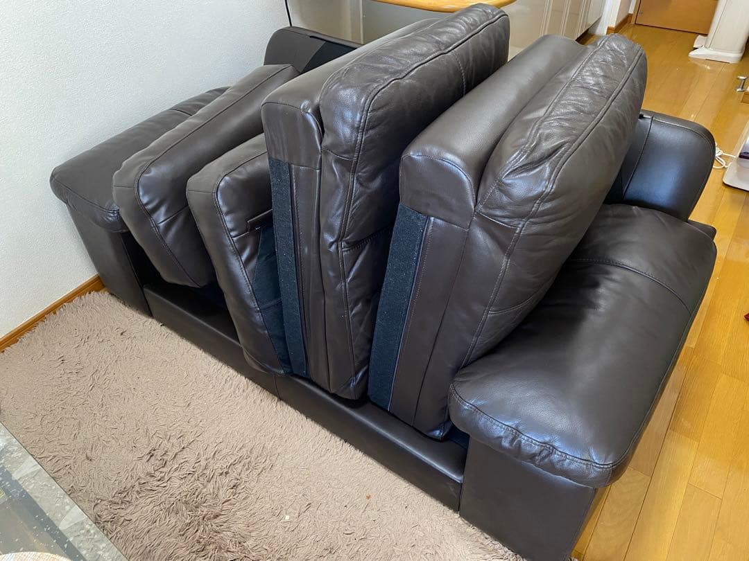 【美品】ニトリ 2人掛け 本革ワイドソファ