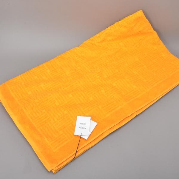 未使用◇ボッテガヴェネタ ビーチタオル袋付 イントレチャート コットン オレンジ