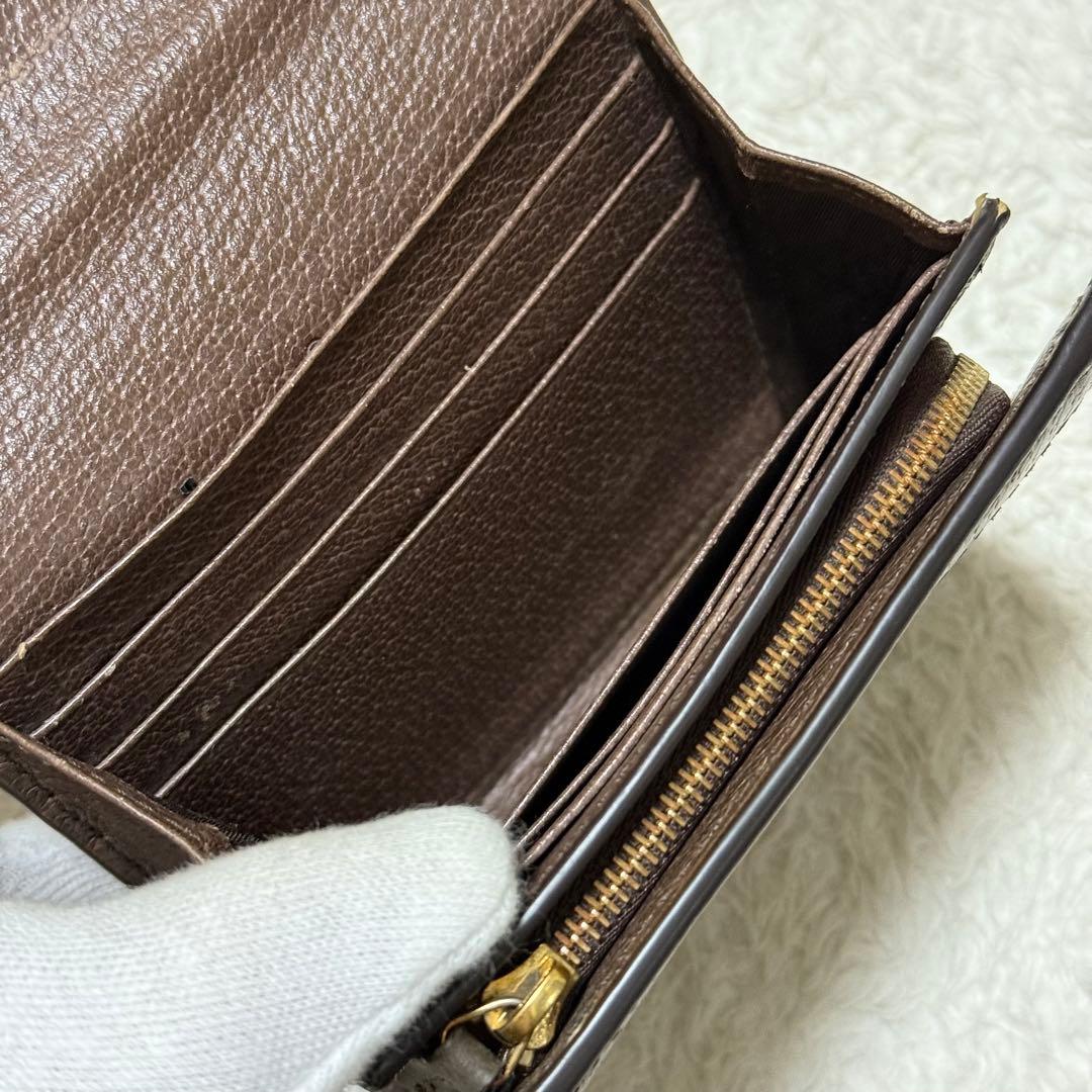 【美品】 GUCCI オフィディア シェリーライン GGスプリーム 二つ折り財布