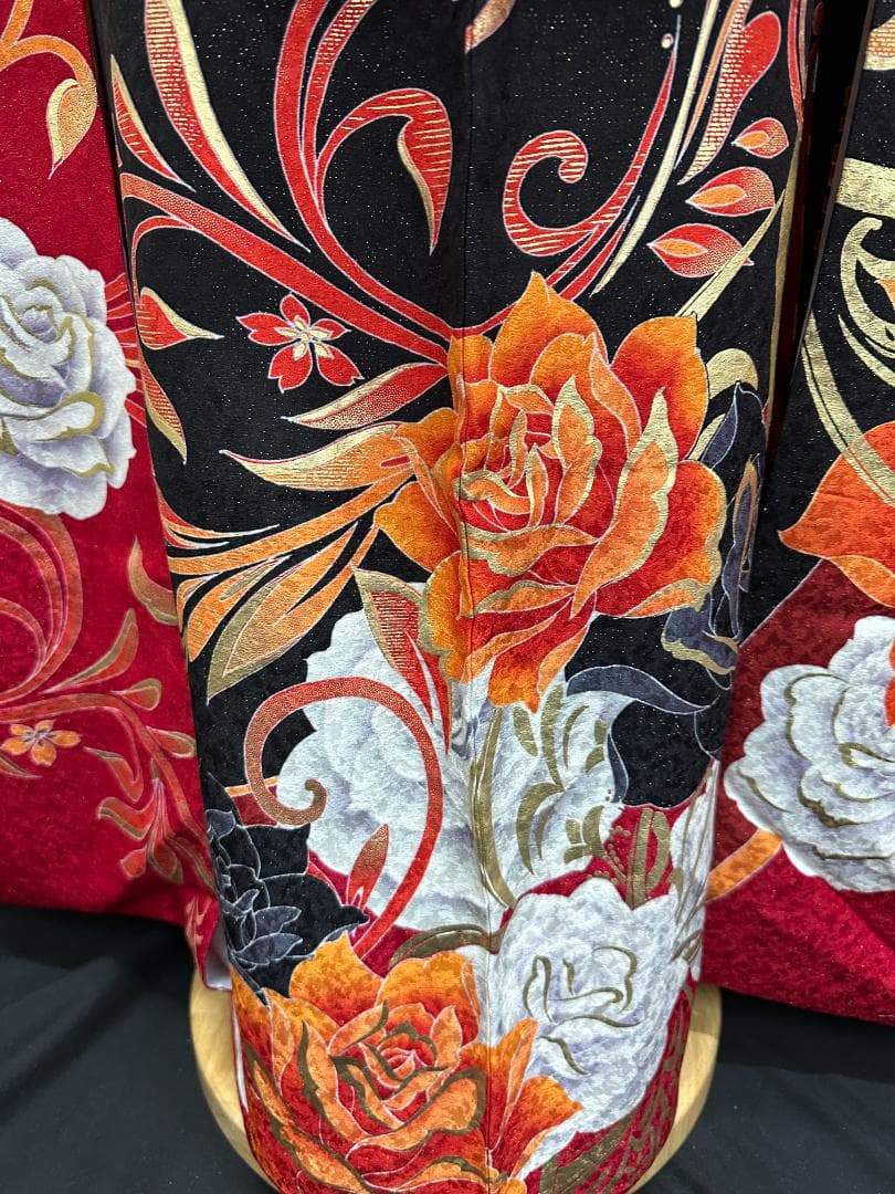 赤黒金 薔薇ゴールド小悪魔ageha系振袖フルセット