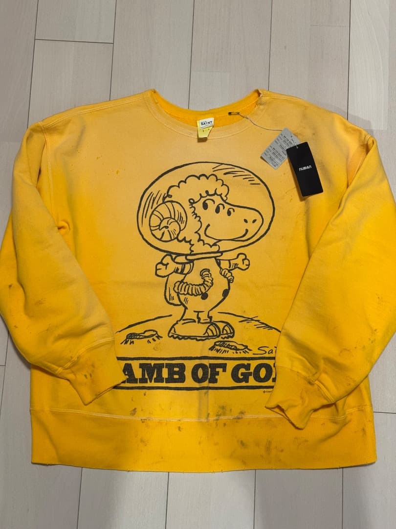 24SS saint mxxxxxx スヌーピー トレーナー　イエロー L