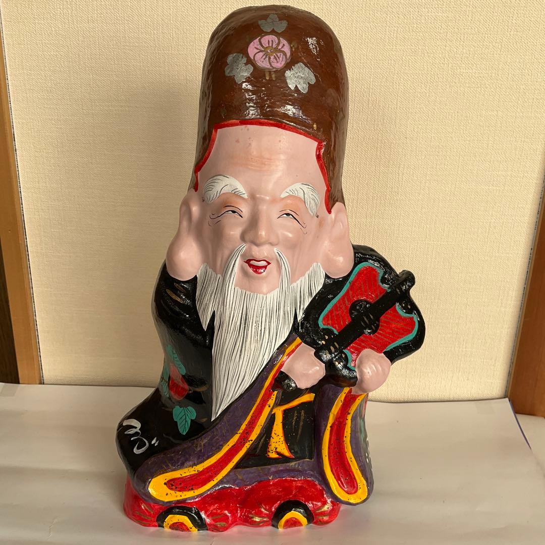 信州　中野市　土雛中野ひな人形　「寿老人」　立ケ花・　西原邦男作