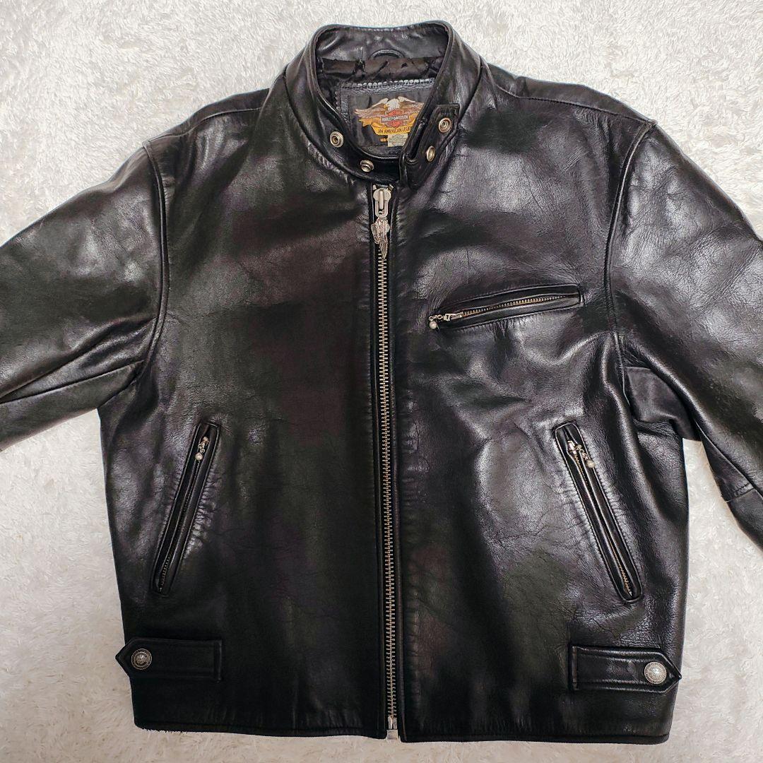 ビ*ー様 Harley-Davidson 本革 シングルライダース ブラック