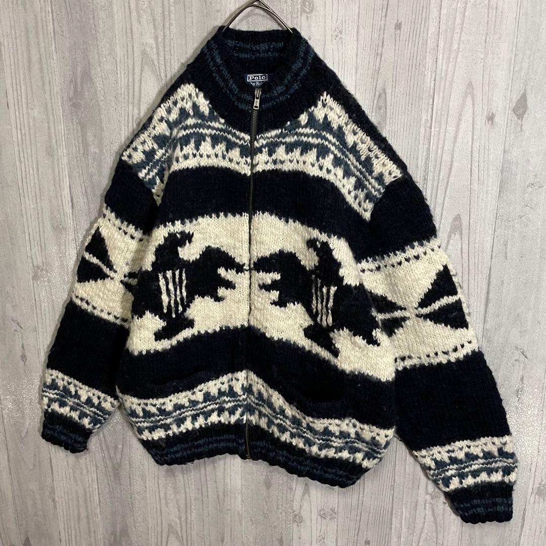 【希少モデル】ラルフローレン　サンダーバード柄　ジップニットジャケット　XL