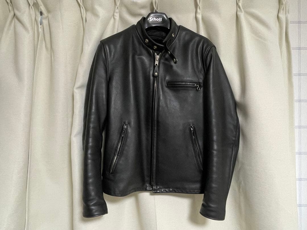 Schott ブラック レザーシングルライダース　38