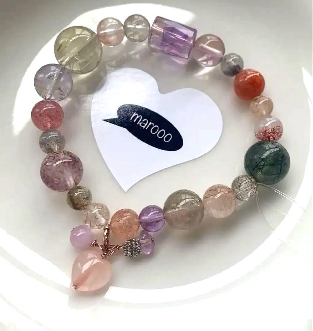 オーダー天然石ブレスレットmumuゴールドルチルスーパーセブンアメトリン