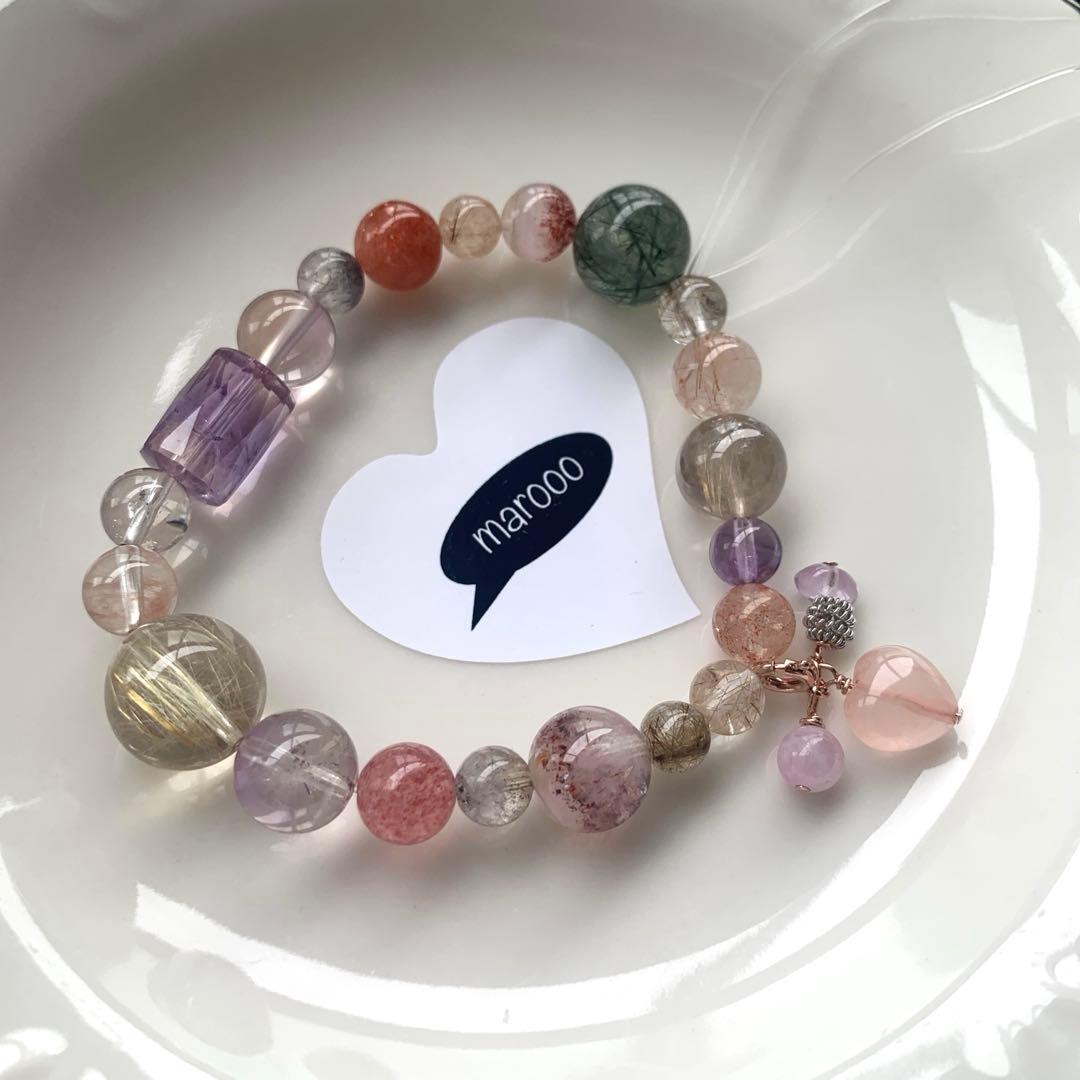 オーダー天然石ブレスレットmumuゴールドルチルスーパーセブンアメトリン