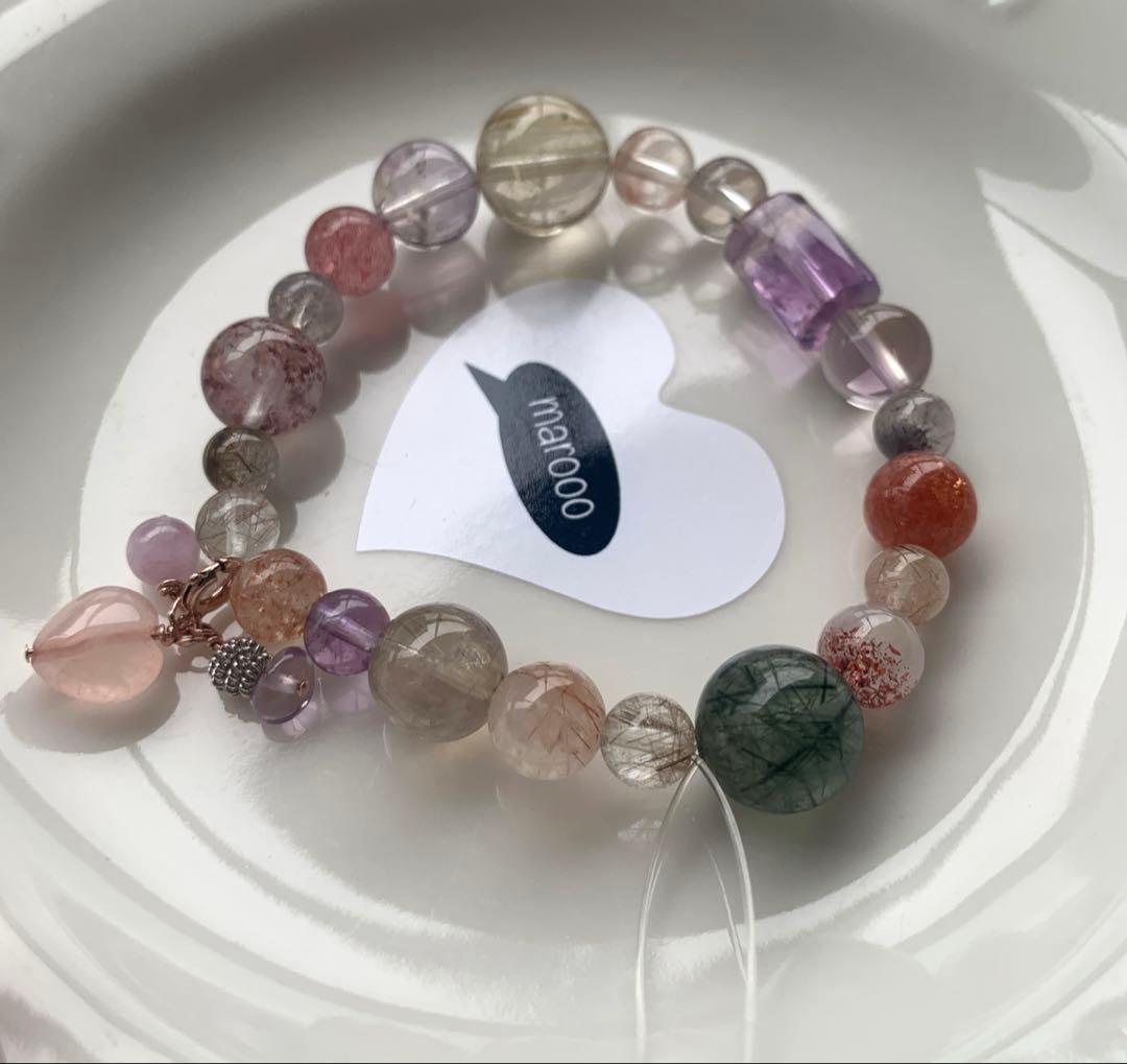 オーダー天然石ブレスレットmumuゴールドルチルスーパーセブンアメトリン