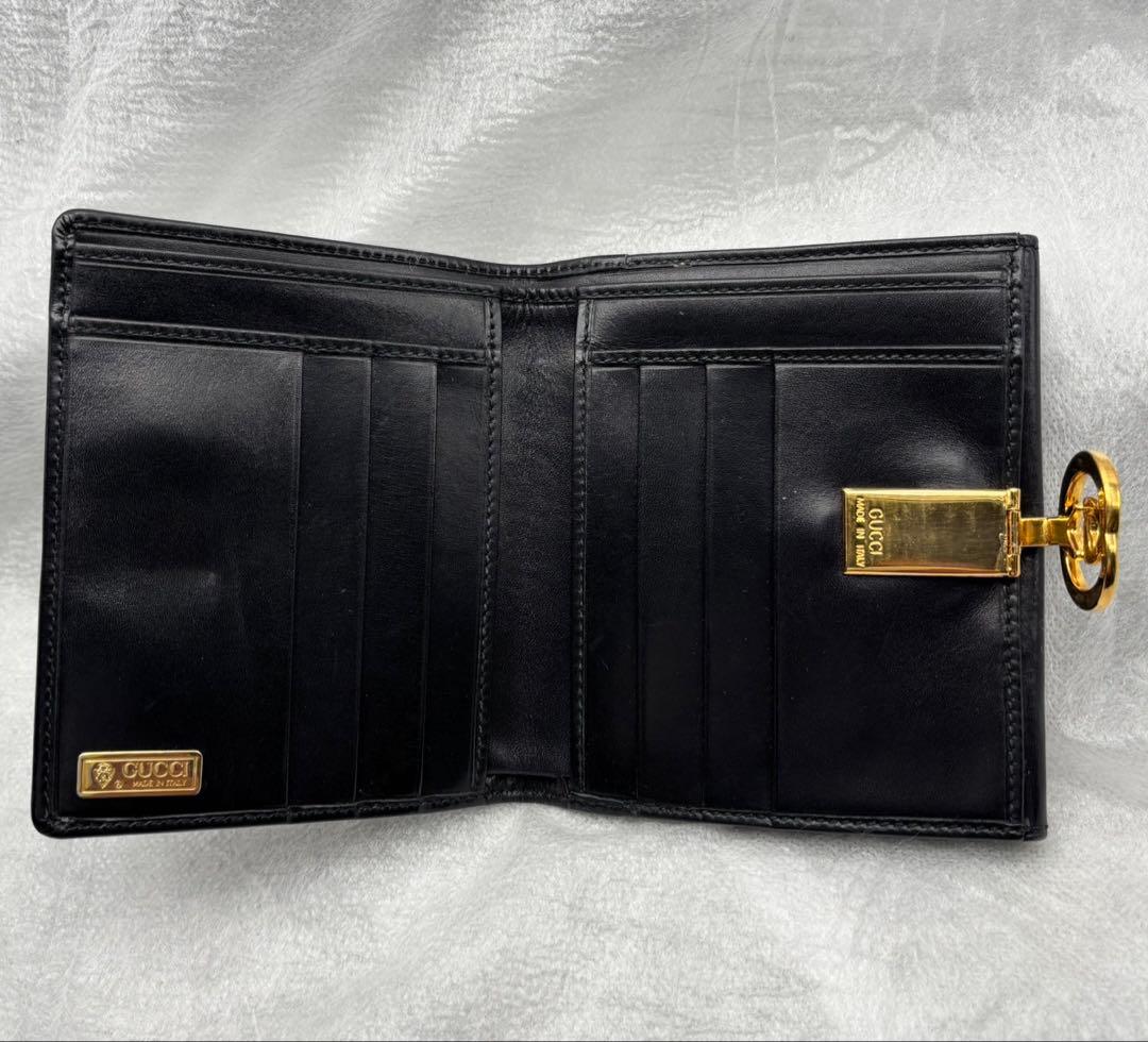 買取見積書有り　美品　オールドグッチ　インターロッキング　レザー二つ折り財布