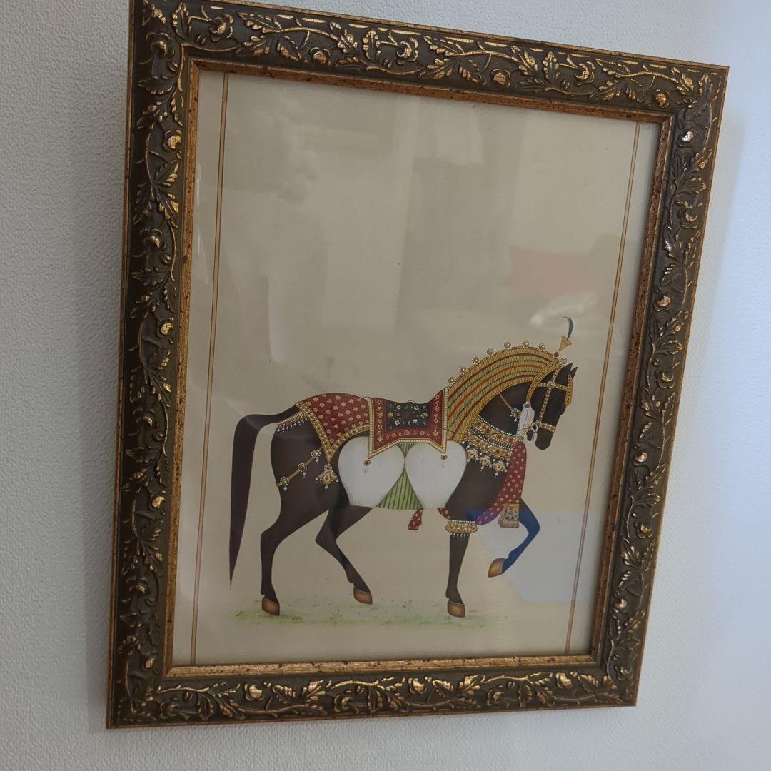 馬の額装画（30cm☓25cm）宝石付き