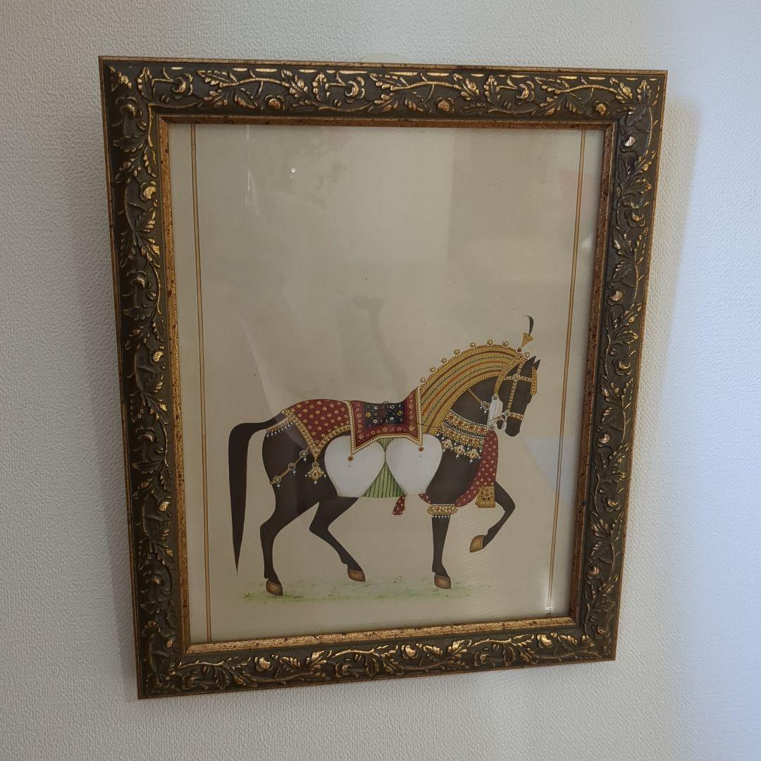 馬の額装画（30cm☓25cm）宝石付き