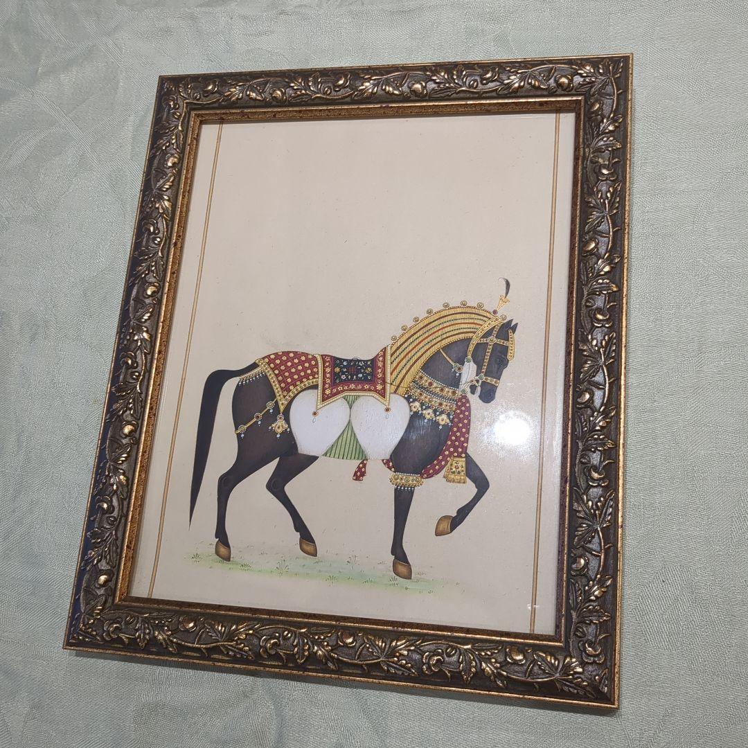 馬の額装画（30cm☓25cm）宝石付き