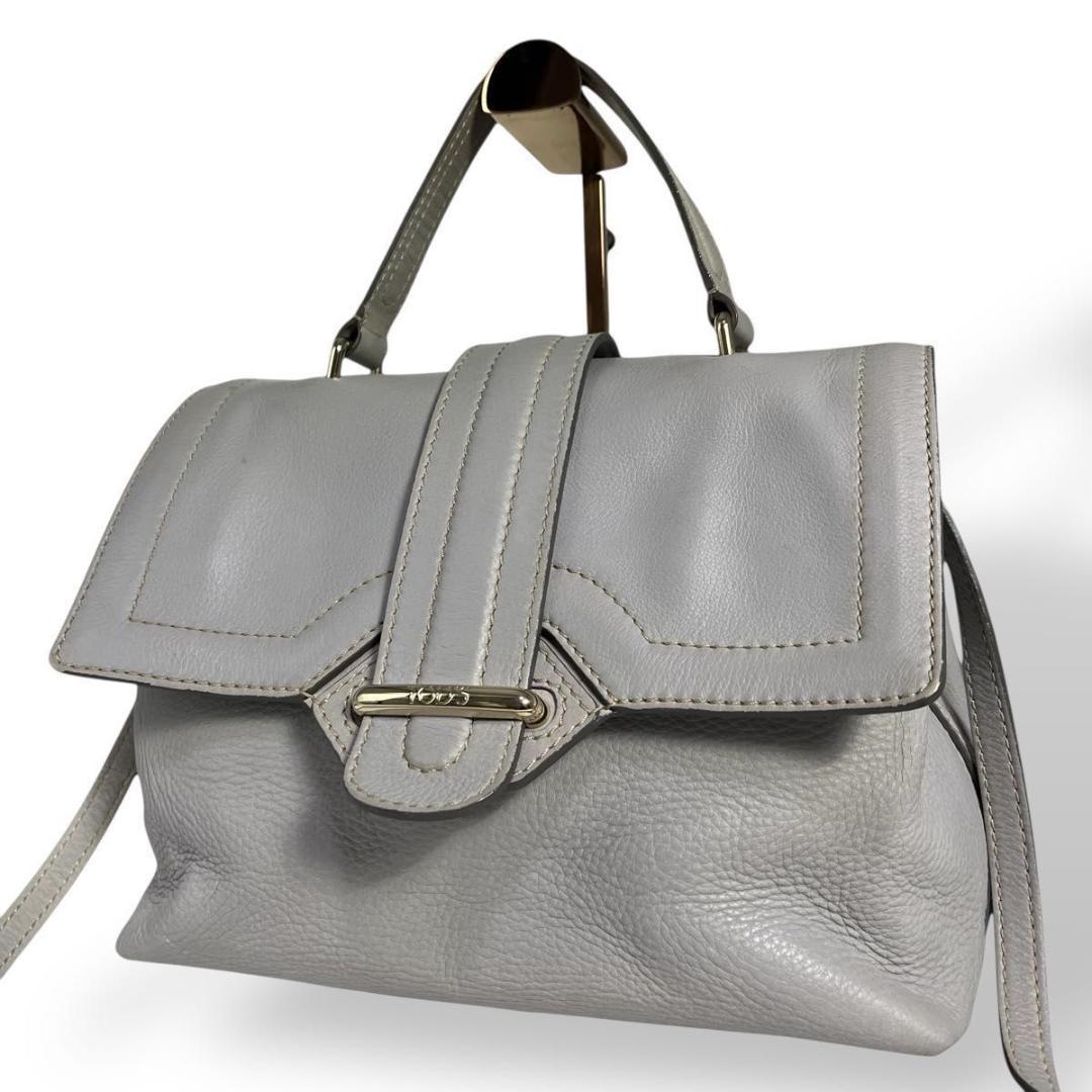 美品　トッズ　2way ショルダーバッグ　トートバッグ　斜め掛け　本革　レザー