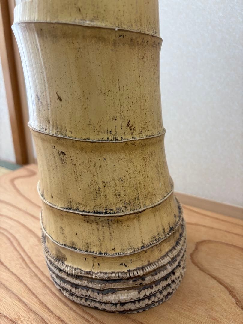 66 お正月セール　美品　根付き　二重切り　二重切　 生け花　竹花入れ　華道具