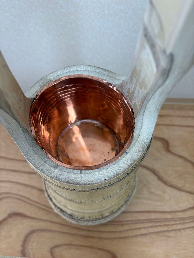 66 お正月セール　美品　根付き　二重切り　二重切　 生け花　竹花入れ　華道具