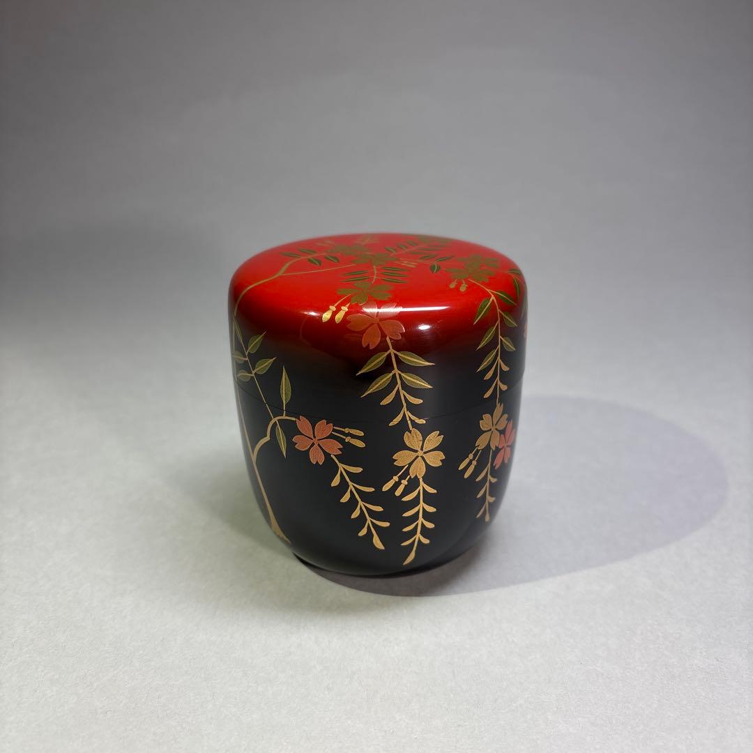 (未使用)中村宗悦　ボカシ塗 枝垂桜　大棗(桐箱入)