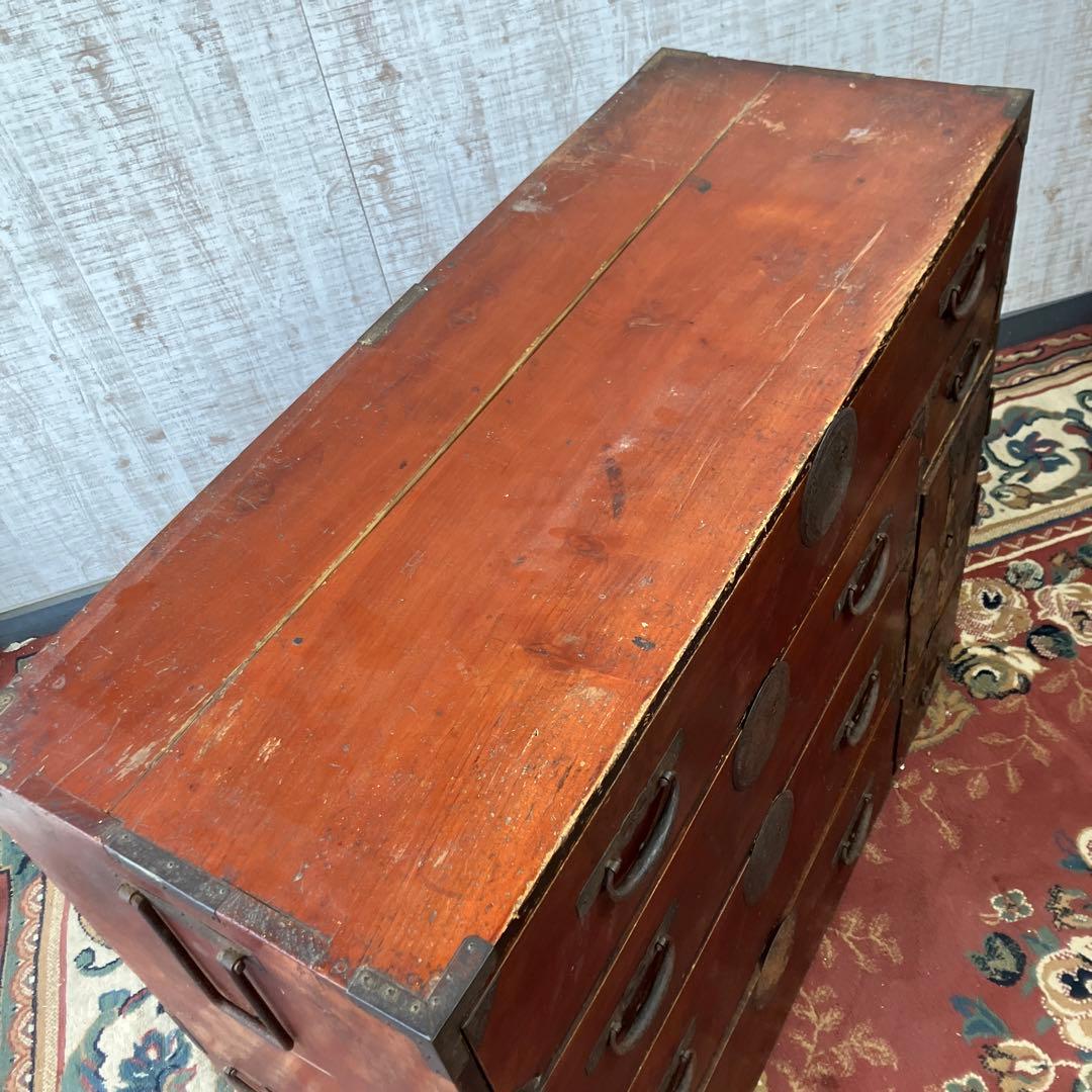 昭和レトロ 古家具 仙台箪笥 4段9杯 引き出し箪笥 和箪笥 ビンテージ 骨董