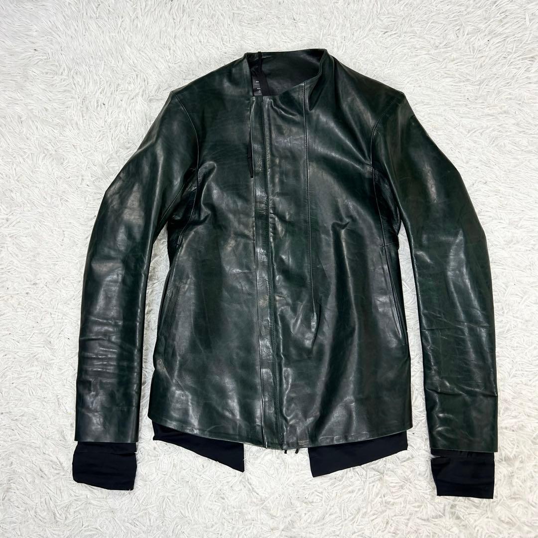 J1 Boris Bidjan Saberi カーフレザー ライダース グリーン