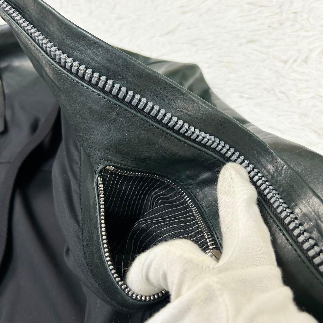 J1 Boris Bidjan Saberi カーフレザー ライダース グリーン