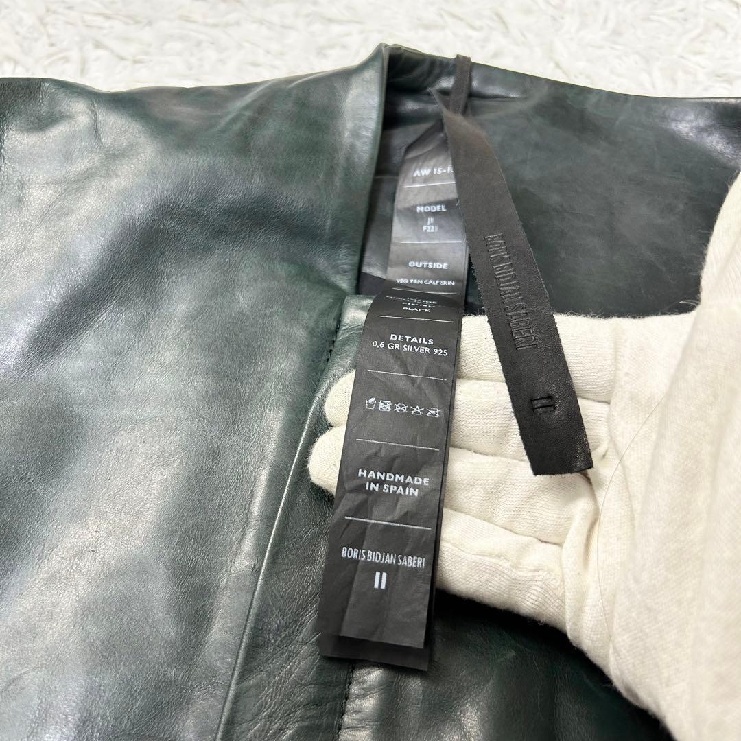 J1 Boris Bidjan Saberi カーフレザー ライダース グリーン