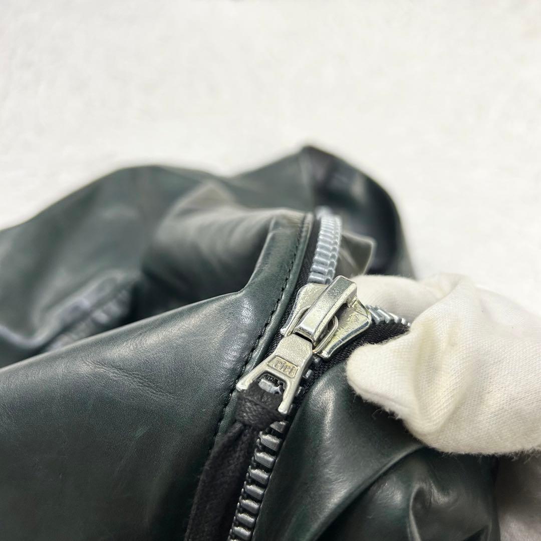 J1 Boris Bidjan Saberi カーフレザー ライダース グリーン