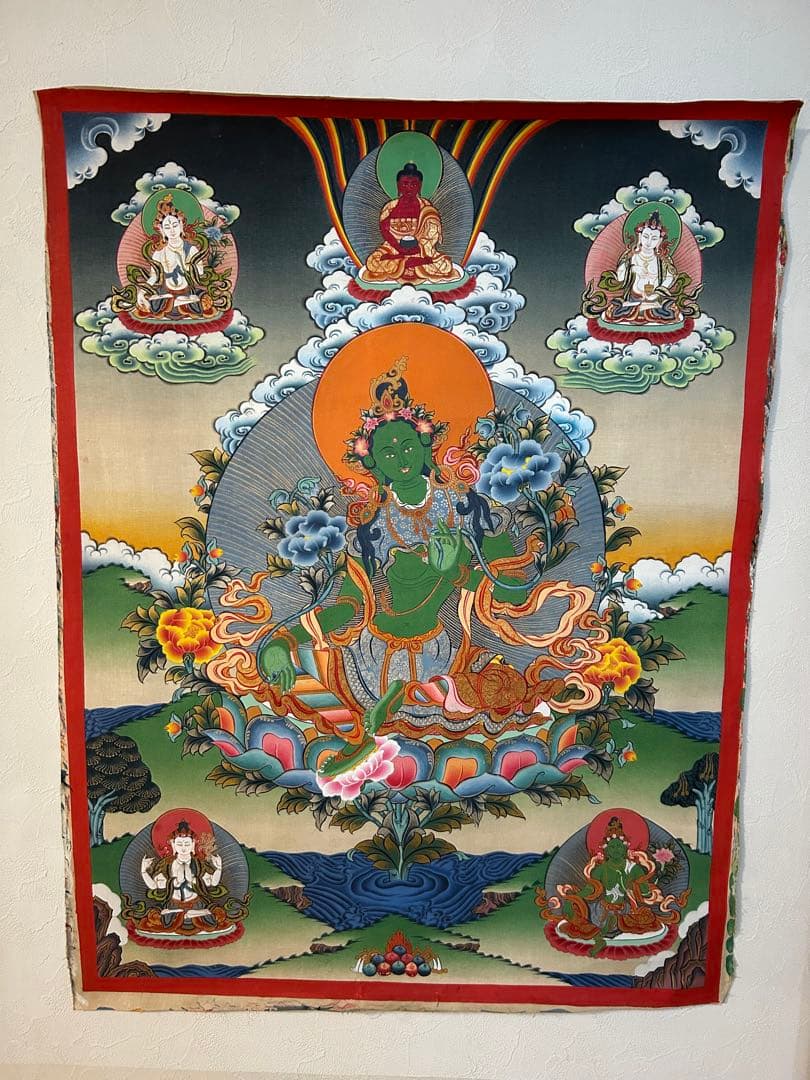 ☆一点物☆ ネパールのオリジナル手描きグリーンターラ