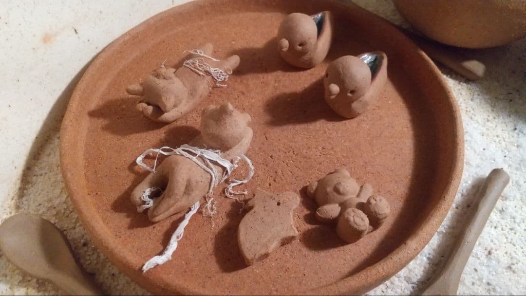 【2471】おねんね犬猫セット…備前焼