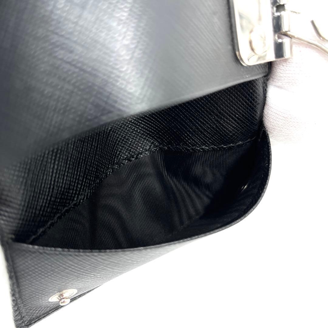 【美品】プラダ 6連 キーケース 三角ロゴ サフィアーノレザー ユニセックス 黒