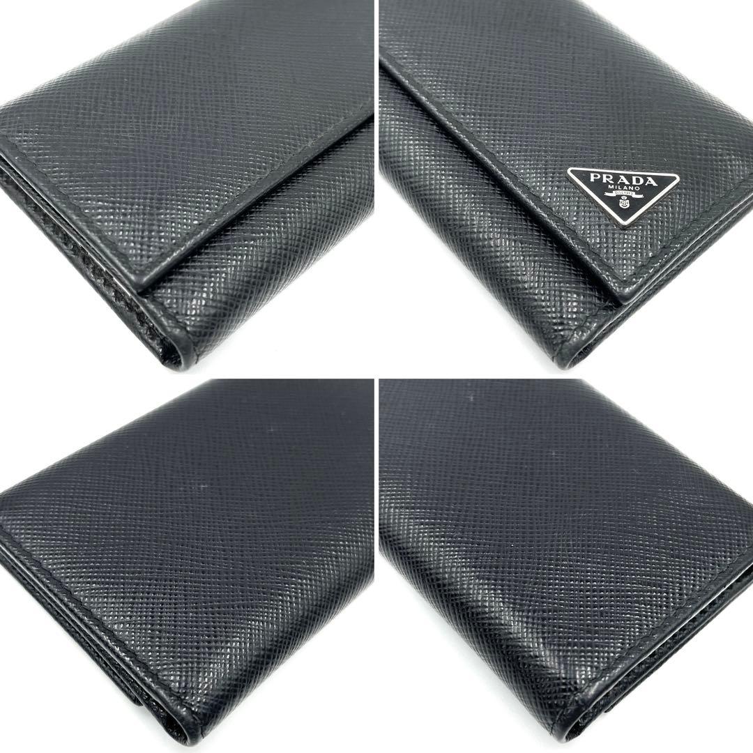 【美品】プラダ 6連 キーケース 三角ロゴ サフィアーノレザー ユニセックス 黒