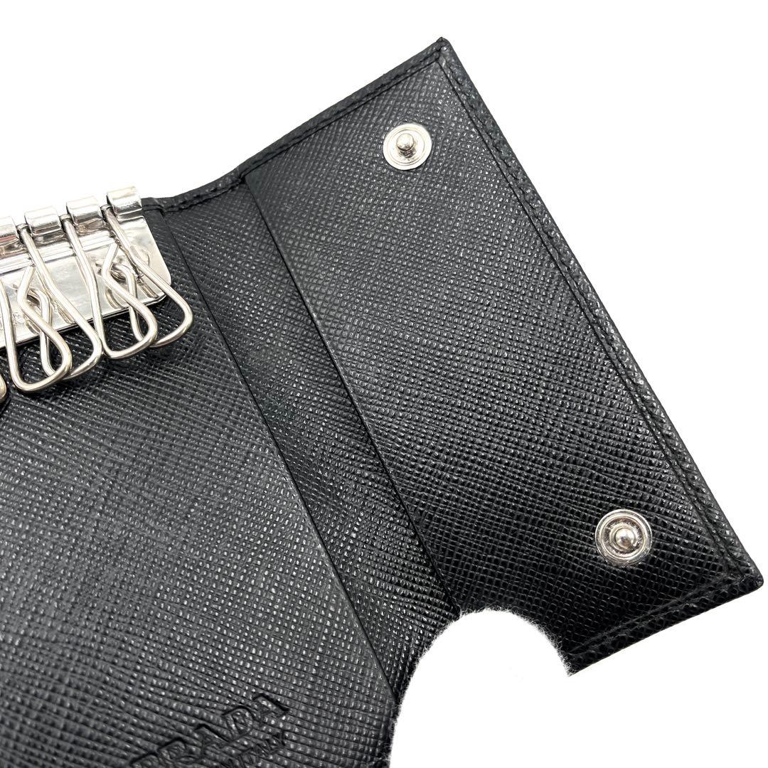 【美品】プラダ 6連 キーケース 三角ロゴ サフィアーノレザー ユニセックス 黒