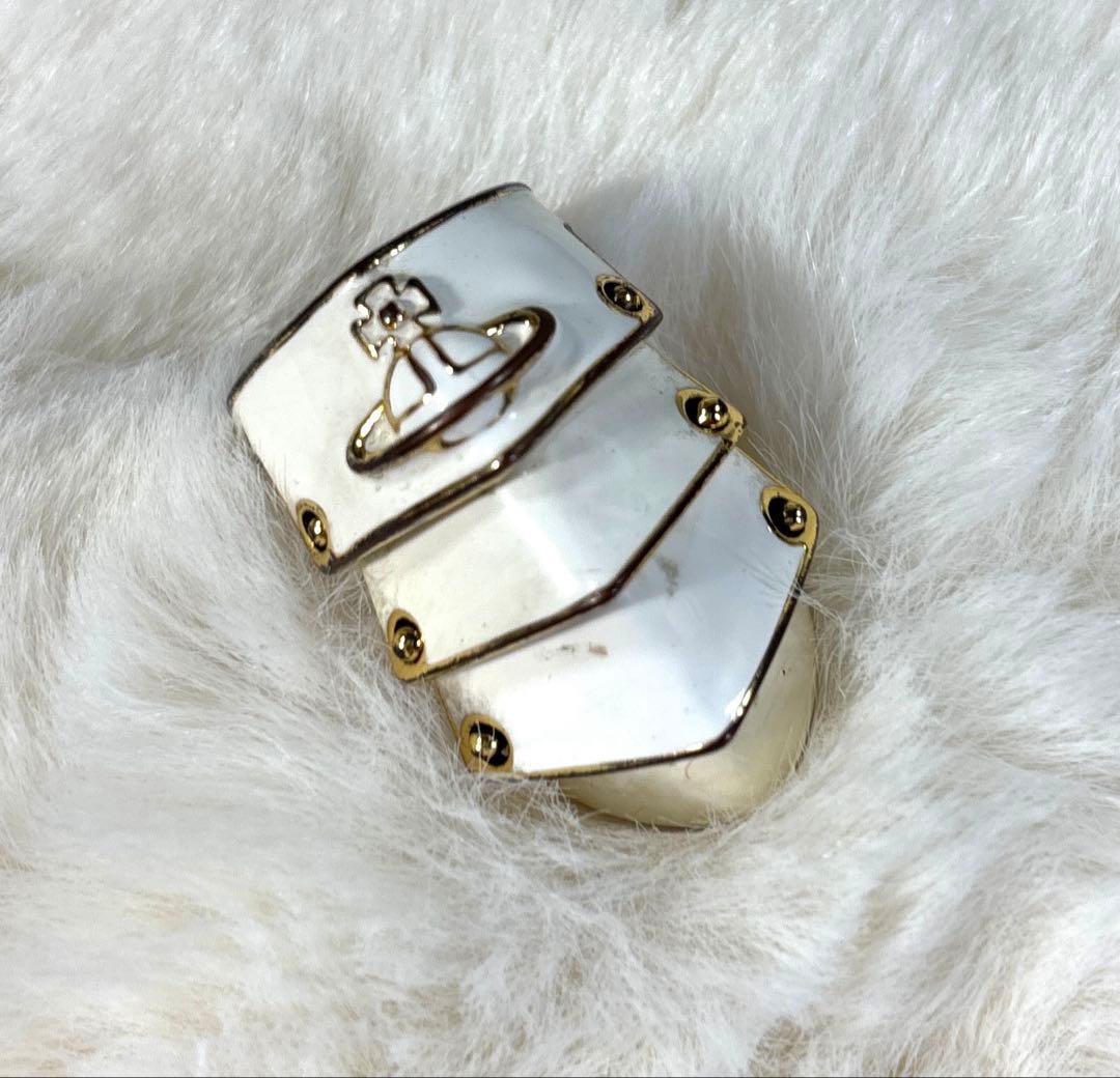 d*4様 希少✨ヴィヴィアン　アーマーリング　リング　ホワイト　ゴールド　レトロ