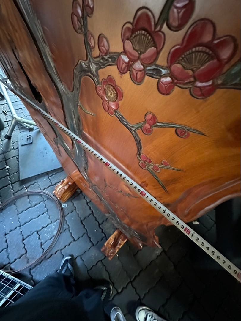 一枚板　衝立　木製彫刻　紅葉 梅の花