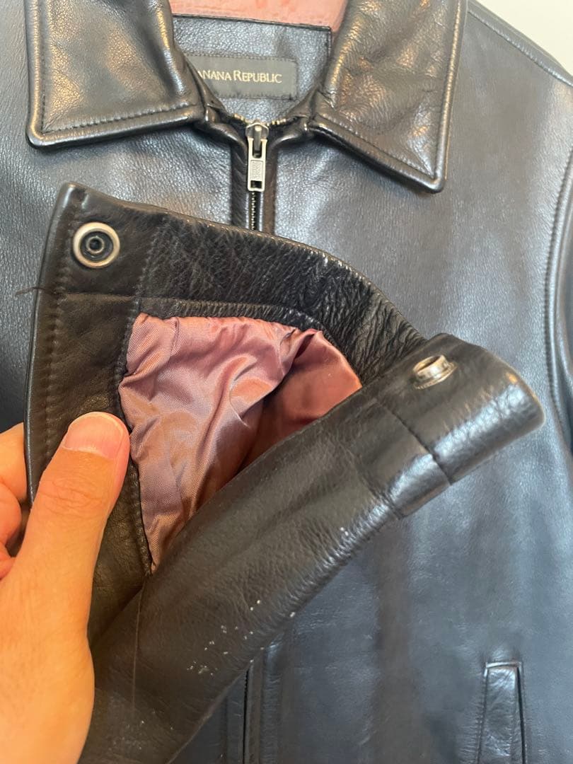 90s BANANA REPUBLIC 襟付きオールドスタイル レザージャケット