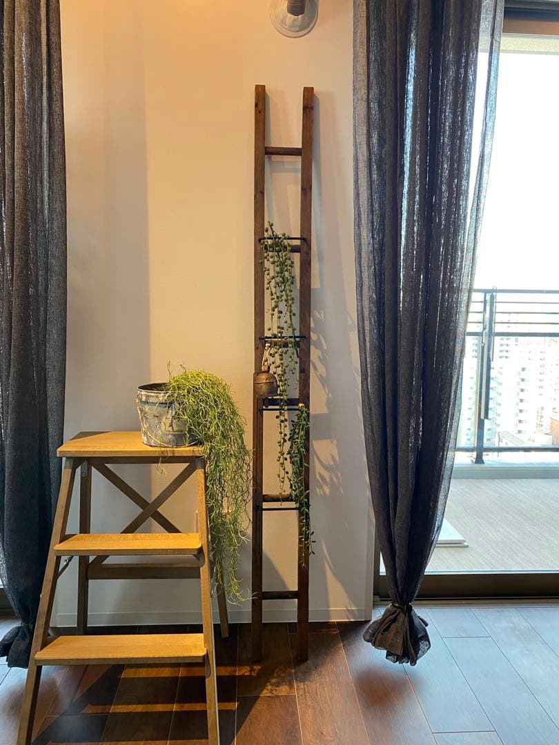 木製シンプルベンチ W78cm +木製ラダー スリム 160cm