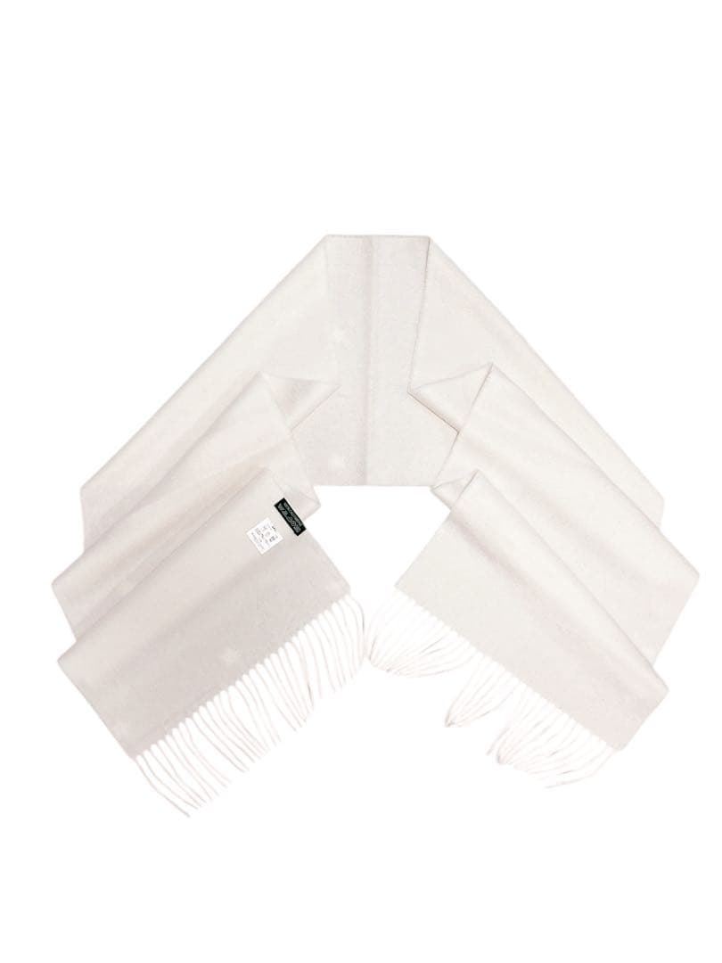 新品未使用！100%カシミアマフラー /WHT