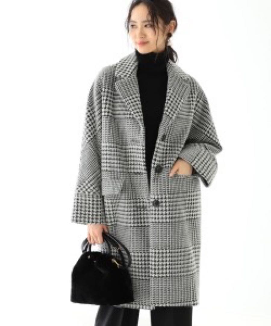 12/21まで限定価格 TICCA グレンチェックコクーンコート定価70400円