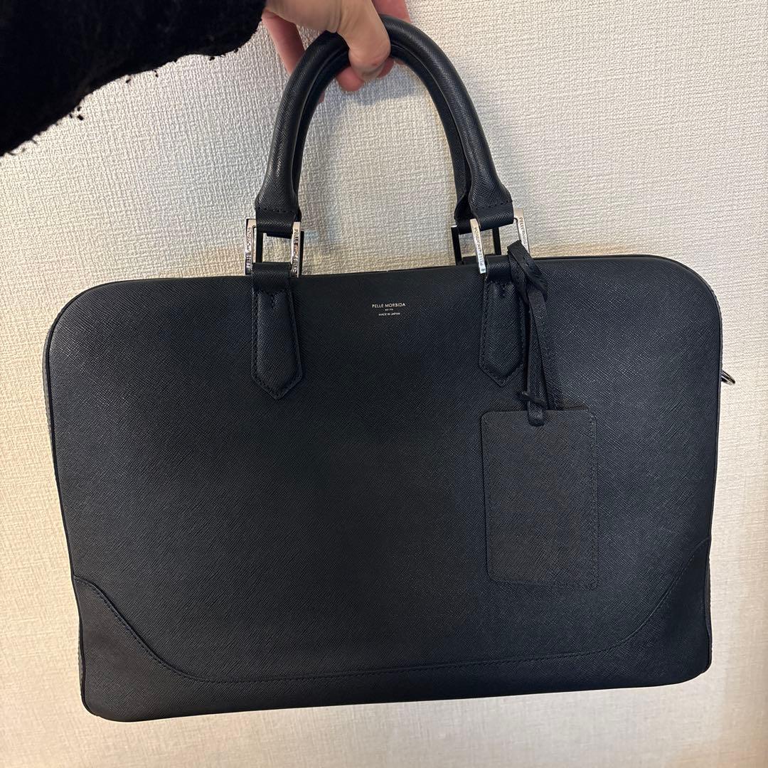 ペッレモルビダ　ビジネスバッグ　ネイビー　ショルダーストラップ付