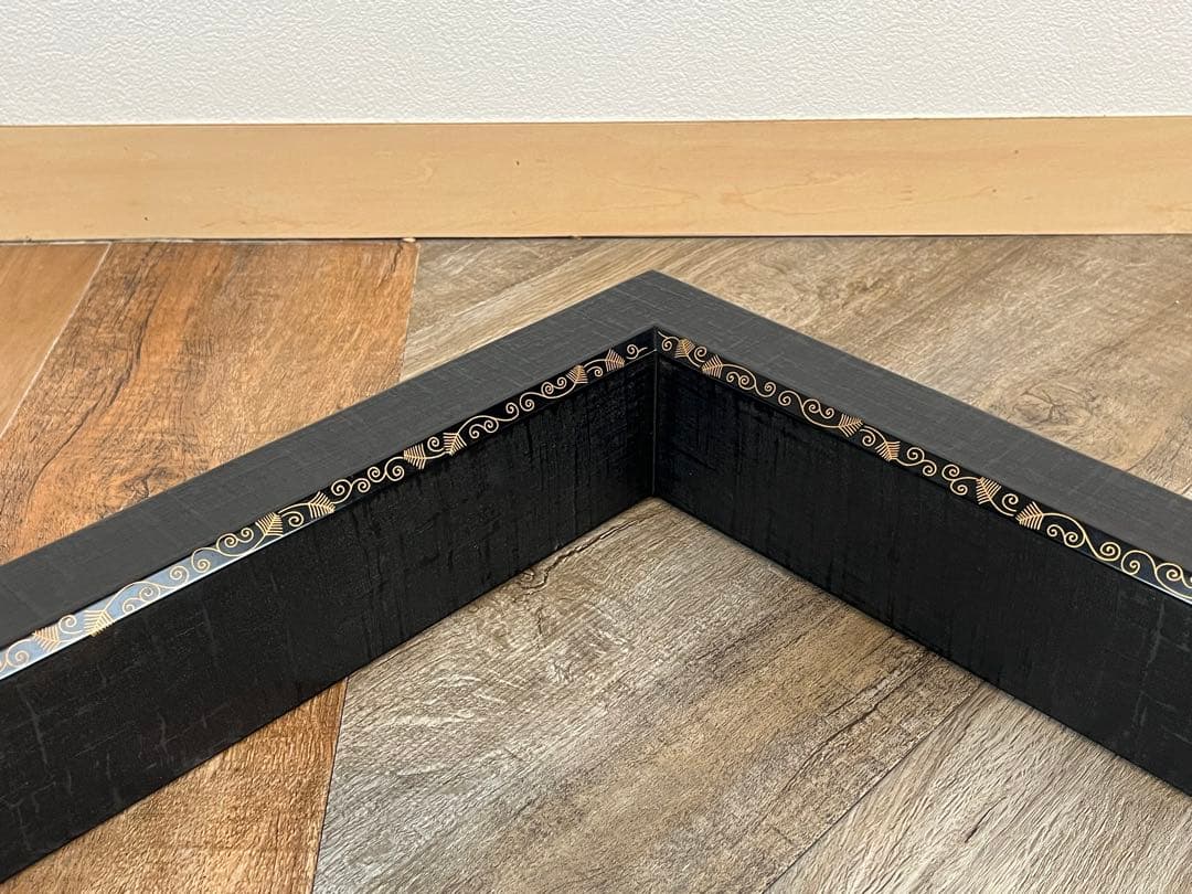 平安 上杉満樹 造 布摺漆 蒔絵 黒 炉縁 共箱 茶道具