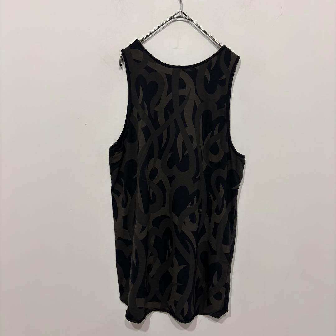 ナンバーナイン　美品 ハート トライバル カモ 柄 タンクトップ グレー 迷彩