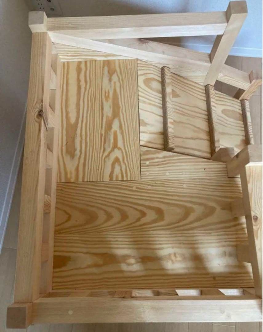 【職人手作り】木製 2階建て ドッグハウス スロープ　無垢材 おしゃれインテリア