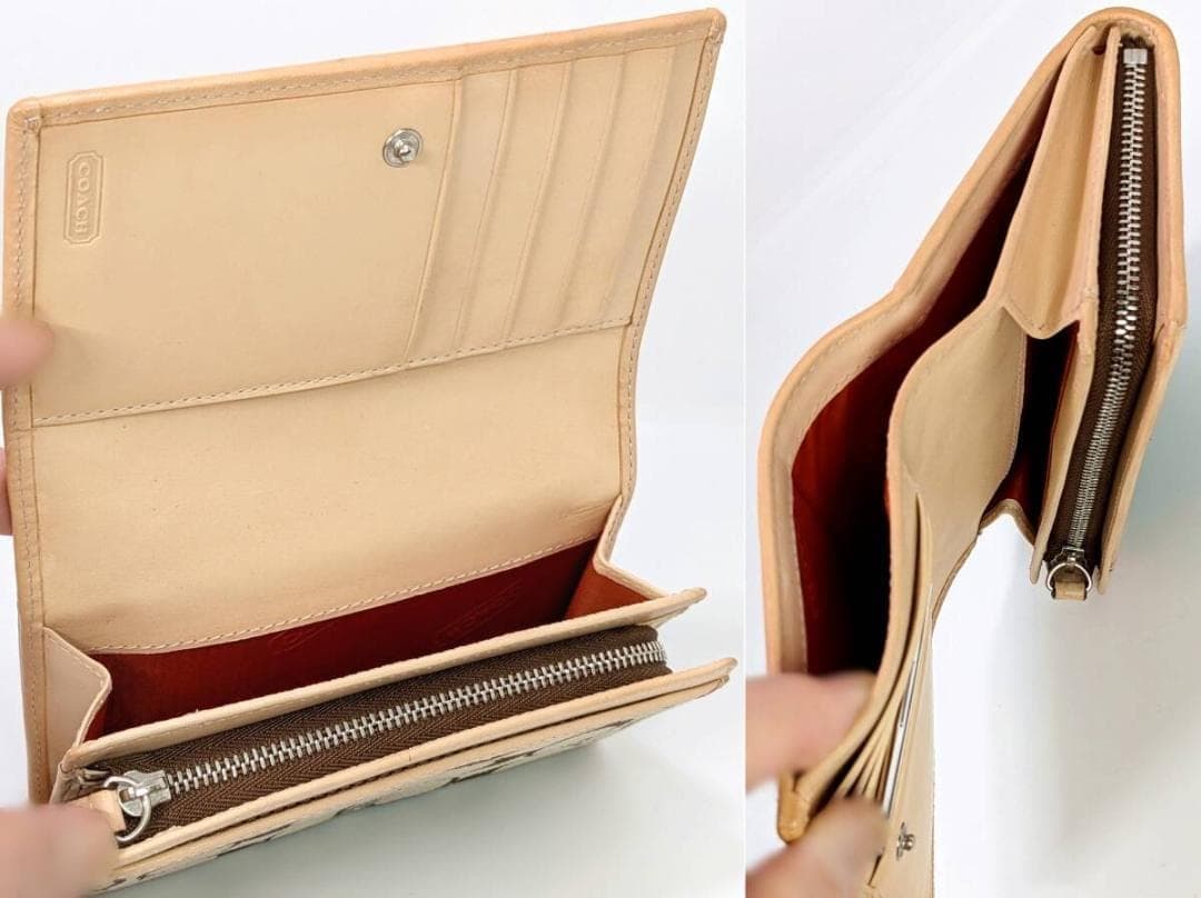 【未使用】COACH コーチ 二つ折り財布 シグネチャー ブラウン系