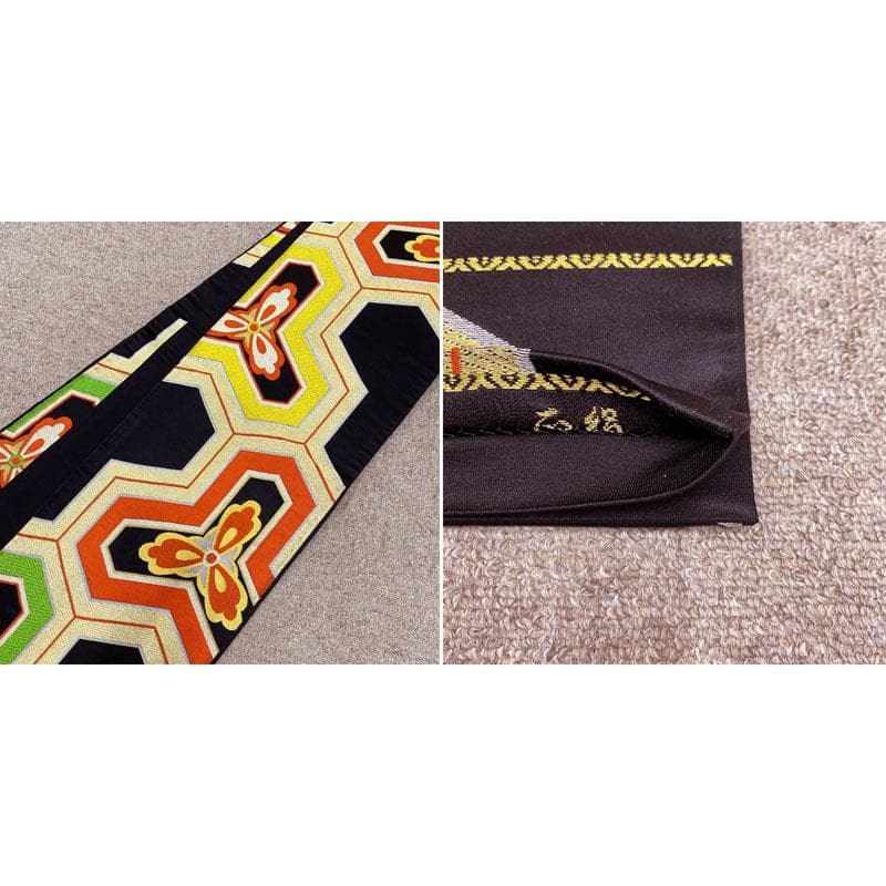 511ag46◎七五三 七歳 女児 着物&袋帯 総柄 金駒刺繍金彩 青海波 緑◎