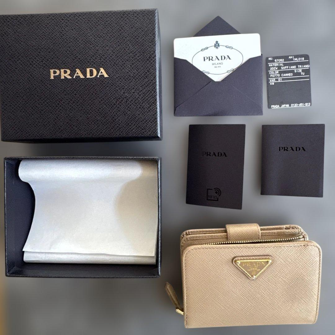 PRADA 1ML018 SAFFIANO Triang Cammeo 財布