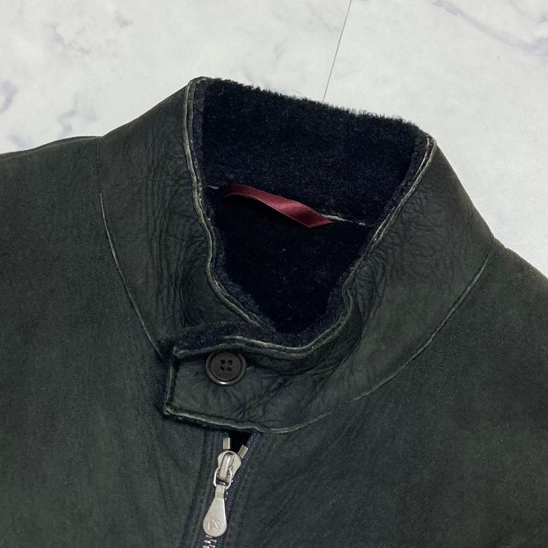 希少 ポールスミス ムートンジャケット レザー ライダースジャケット M〜L 黒