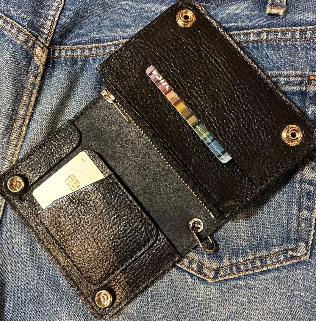 ミドルトラッカーウォレット　シルバー925クロスボール　国産シボ革