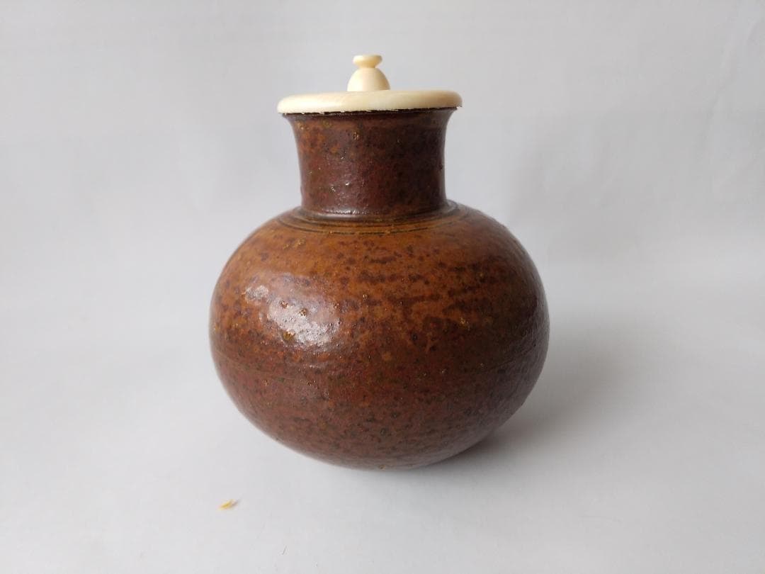 笹田有祥 作 摸 利休丸壺 茶入 唐物 大名物 仕覆 藤種緞子 共箱 栞 新品